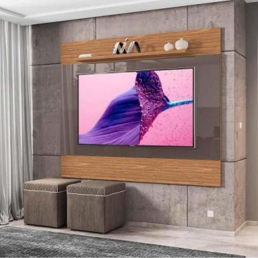 Imagem de Painel para tv quasar 1,58 casa d cinza perola/noce - Village Móveis