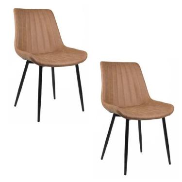 Imagem de Kit 2 Cadeiras Tainá PU Caramelo e Preto - Rivatti, Caramelo