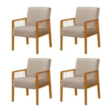 Imagem de Kit 4 Poltronas Decorativa Base em Madeira Maciça e Corda Náutica Copa