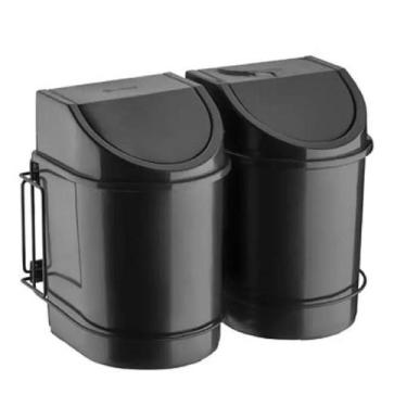 Imagem de Lixeira Dupla Deslizante 24 Litros de Embutir Trilho Schmitt, Preto