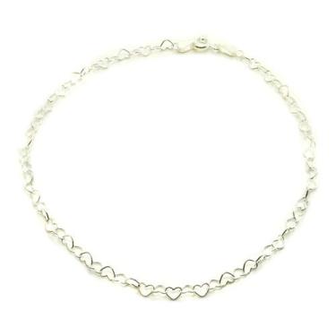 Imagem de Tornozeleira Elo Coração 24cm Prata Legítima 925 - Lojas La&Ny , Prata