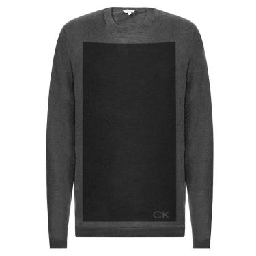 Imagem de Suéter Calvin Klein Jeans Masculino Tricot CKS Square Preto Chumbo-Masculino