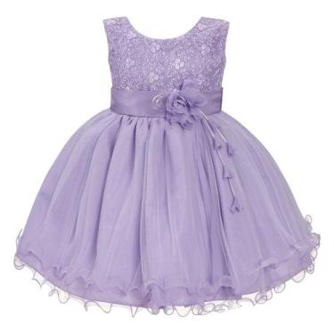 Imagem de Vestido Infantil Busto Bordado Renda Batizado Lilás - Mazzi Baby, 2