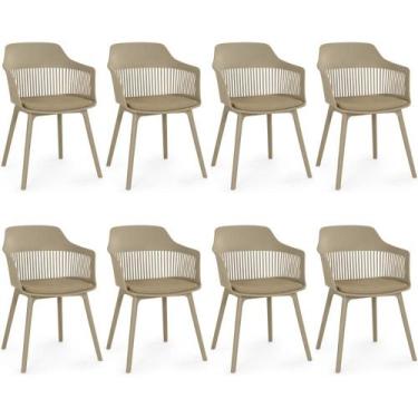 Imagem de Kit 8 Cadeiras de Jantar Estofada Marcela - Nude Escuro - Magazine Dec