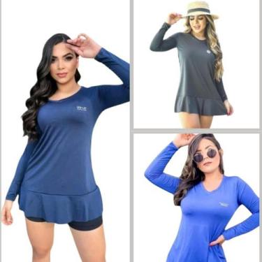 Imagem de Kit 3 Saídas de Praia Vestido feminino proteção solar UV 50+ FPS - For