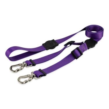 Imagem de Mood Pet Coleira Guia Dupla Para Cães Cachorro Adestramento Passeio Porte Grande Médio Pequeno (Purple, G)