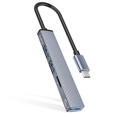 Imagem de ORICO Extensões de hub mini USB C, expansor de hub USB 3.0 de 4 portas, capa de alumínio com porta USB3.0, porta USB 2.0, slot para cartão TF para laptop, PC, Mac, XPS, – Porta USB múltipla portátil e hub tipo C para computador