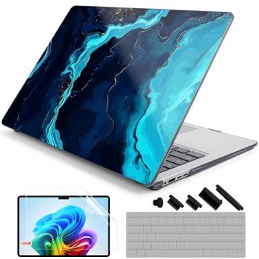 Imagem de DONGKE Capa para Microsoft Surface Laptop 2024, Windows 11 Copilot+ PC, tela sensível ao toque de 13,8 polegadas, capa protetora de plástico rígido com capa de teclado e protetor de tela - mármore