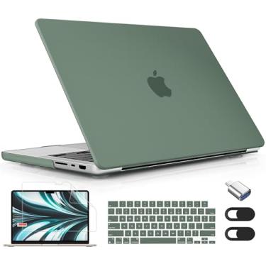 Imagem de Lepeoac Capa rígida para MacBook Pro de 16 polegadas 2021 2022 2023 2024 versão A3186 A3403 M4 A2991 M3 A2780 M2 A2485 M1 Pro/Max, capa rígida com protetor de tela e capa de teclado, verde meia-noite
