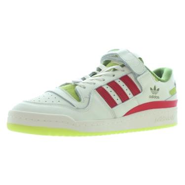 Imagem de adidas Tênis masculino Forum Low, Branco creme/vermelho universitário/slime-alpha-white, 12.5 Women/11.5 Men