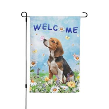 Imagem de Primavera Beagle Verão Filhote de Cachorro Borboleta Margarida Sazonal Bandeira de Jardim 30,5 x 45,7 cm Dupla Face Decoração Vertical Jardim Pequena Bandeira Para Férias Externas Sazonal Ao Ar Livre