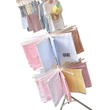 Imagem de Rack de Secagem de Roupas, Rotação de 360 ​​graus, Design Dobrável, Acessórios de Lavanderia de Aço Inoxidável para Organização de Lavanderia Conveniente (3 Camadas Branco