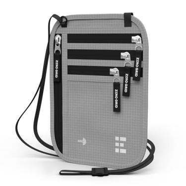 Imagem de Carteira de pescoço de viagem com bloqueio RFID, bolsa de pescoço de viagem para passaporte para mulheres e homens, Cinza claro, X-Large, Carteira RFID