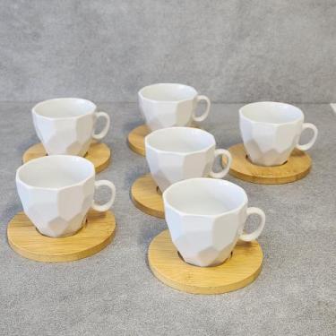 Imagem de Conjunto  de Xícaras  com pires em bambu 6pares 100ml - wincy casa