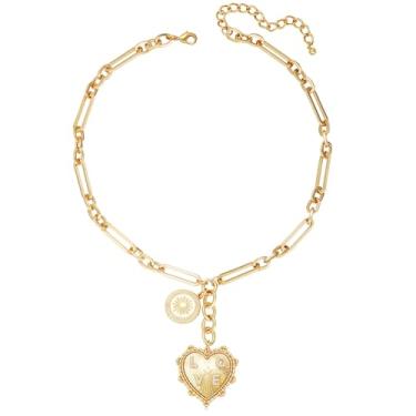 Imagem de MISS RIGHT Corrente feminina com pingente de girassol e pingente de girassol banhado a ouro 18 K dourado com pingente de gargantilha hip hop joias presentes para ela, 15.75 inches, Latão, Zircônia