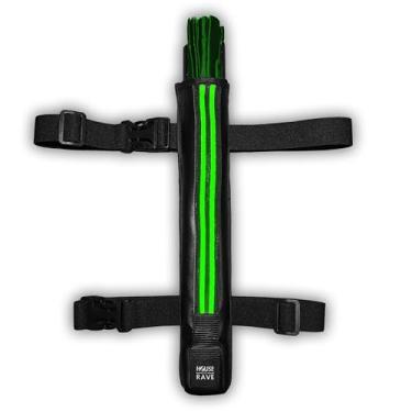 Imagem de Suporte de ventilador de mão de LED - Coldre de bolso traseiro secreto - Coldre de LED de couro sintético para fãs de rave - Suporte de ventilador de LED para cintura ou coxa (verde)