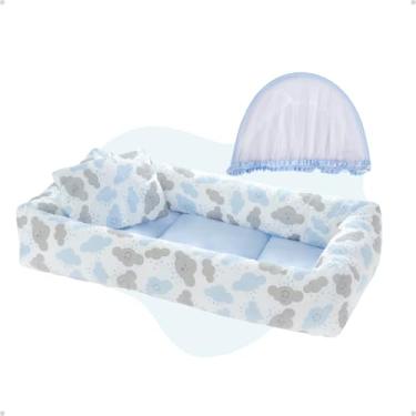 Imagem de Ninho Redutor Para Bebê Com Mosquiteiro Versátil Portátil (Gota Azul)