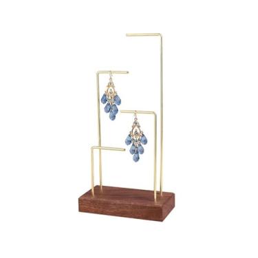 Imagem de Suporte de joias preto nogueira metal haste rack exibição de joias tiro pequenos adereços brincos suporte de exibição de joias expositor de joias, One Size, Ágata