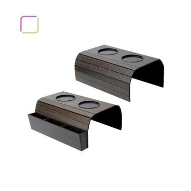 Imagem de Bandeja Braço Sofá Kit 2 Unidades Esteira Porta Copos e Porta Controle