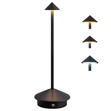 Imagem de Luminaria de Mesa 3 Tons LED USB Bateria Recarregavel Controle de Intensidade Abajur Touch Iluminaçao Quarto Cabeceira Enfeite Decorativo