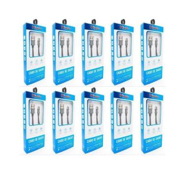 Imagem de 10 Cabo Metal Reforçado USB Kingo 1m 2.1A p/ Galaxy J7 Prime