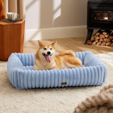 Imagem de Cama Ortopédica para Cães Bedsure - Lavável e de Veludo Azul