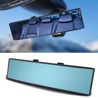 Imagem de Piburth Espelho retrovisor panorâmico convexo panorâmico interno de 12,1 polegadas para carro, acessório retrovisor estendido (azul)