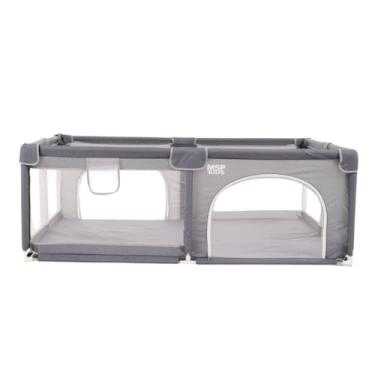 Imagem de Cercadinho de Proteção Infantil MSP Kids com Tela de Proteção, Dobrável, Cinza. 180x150x60