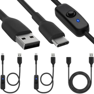 Imagem de DKARDU Cabo USB C para USB com Botão Liga/Desliga, Cabo de Extensão Macho Tipo C para USB Macho com Botão Liga/Desliga e Luz Indicadora, Fonte de Dados e Energia para PC, TV, Carro, Preto