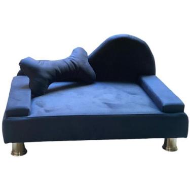 Imagem de Puff Pet Cama Estofada com Almofada Para Cachorro Amora E01 Suede Azul