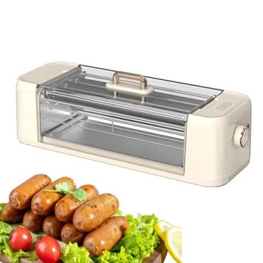 Imagem de Rolo de cachorro-quente de 500W para grelha, máquina de cozimento de salsicha, churrasqueira antiaderente para cachorro-quente, 0-300℃/-0.0-300.0 °C, grelha sem fumaça de 360° com bandeja coletora