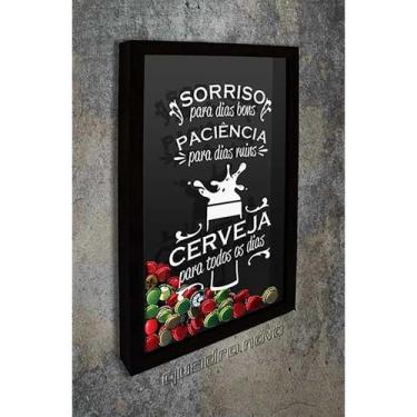 Imagem de Quadro Porta Tampinhas Cerveja para todos os dias - Quadro Novo, Preto