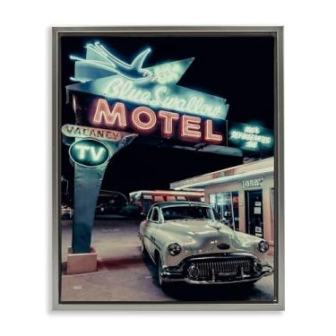 Imagem de Stupell Industries Design de arte de parede em tela emoldurada de carro de fuga de motel vintage com flutuador cinza por Graffi*tee Studios, 25 x 31