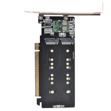 Imagem de Adaptador CY M.2 NVME para PCIE, Dual 2X 4X NVME M.2 AHCI para PCIE Express 3.0 Gen3 X8 X16 Adaptador de cartão Raid VROC Raid0 Hyper Adapter