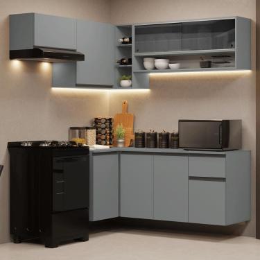 Imagem de Armário de Cozinha Completa de Canto Suspenso 325cm Cinza Nice Madesa 02