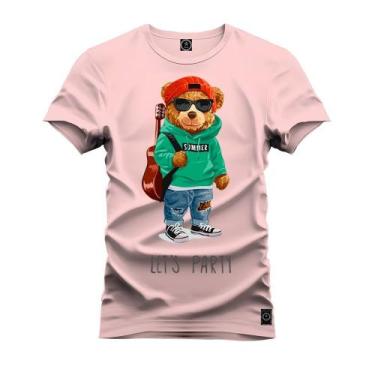 Imagem de Camiseta Plus Size Premium Estampada Urso Violão - NoBrand, Rosa, G4