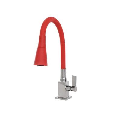 Imagem de Torneira Filtro Gourmet Flexível Cozinha Bancada Vermelho Luxo - Um No