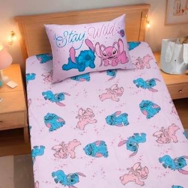 Imagem de Portallar, Jogo Lençol Lilo Stitch Love 2 Peças C/Elástico Licenciado