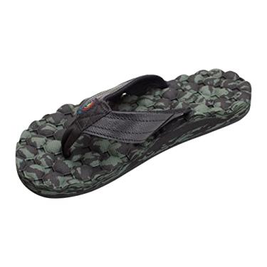 Imagem de Sandália Rainbow masculina de borracha, camada única, holo, Black/Green, 11