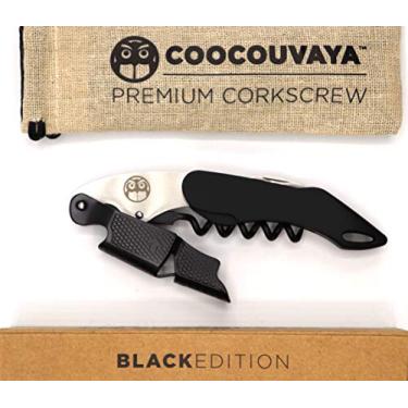 Imagem de Coocouvaya Wise Products Abridor de garrafas de vinho profissional premium saca-rolhas edição preta para amantes de vinho, sommeliers, garçons e bartenders, bolsa e embalagem ecológicas (1 pacote)