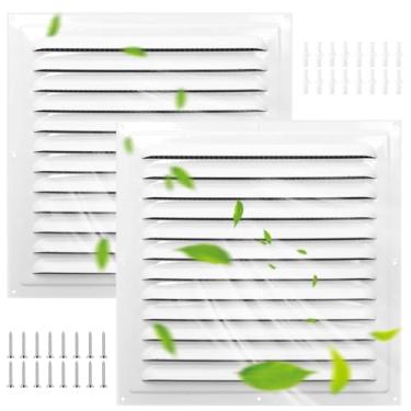 Imagem de TIHCXNY Branco Gloss (pacote com 2 30,5 cm x 30,5 cm) Aberturas de parede de sótão Aberturas de galpão de metal com telas Aberturas quadradas Porta Exterior Loft Garagem Teto Melhorada Grelha de