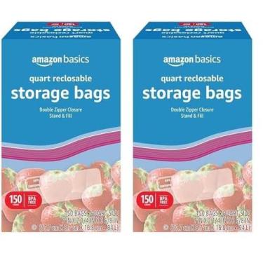 Imagem de Sacos de armazenamento de alimentos Amazon Basics Quart 150 unidades (