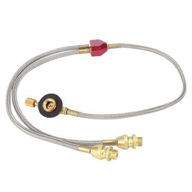 Imagem de Adaptador de mangueira do tanque de gás Flexível G1/8 DN6 Conexão rosqueada para acampamento ao ar livre e churrasco feito de cobre de alta qualidade e alumínio de 72 cm de