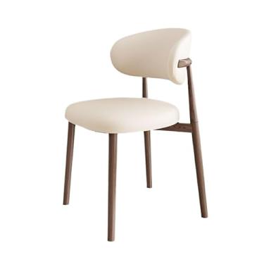 Imagem de Cadeira de jantar com design ergonômico e recursos de conforto ([couro branco puro] estrutura de aço carbono de nogueira)