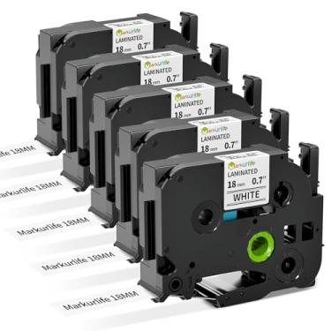 Imagem de Pacote com 5 Tze-241 18 mm 0,47 fita adesiva branca laminada para etiquetadora Brother 18 mm 0,47 branco Tze-241 compatível com Brother Ptouch PT-D210 D220 H110 D410 P710BT H111 1070