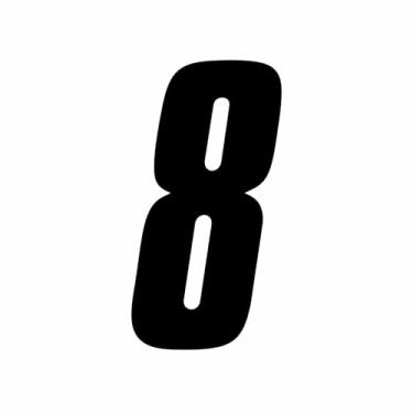 Imagem de Awonderful Decalques de corrida removíveis 5 polegadas/13 cm adesivos de motocicleta de vinil para Dirt Bike, ATV, Ebike, Track Day Graphics - Preto (pacote com 2) (número - 8)