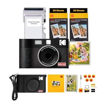 Imagem de Câmera Instantânea KODAK Mini Shot 2 Era 4PASS, Impressora Fotográfica, 2 em 1, 8 Folhas Iniciais + 60 Folhas, Acessórios, Preto