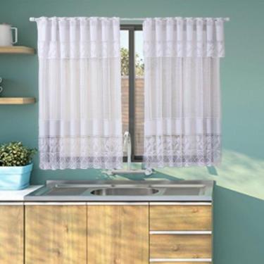 Imagem de Cortina para Cozinha em Renda com Estampa de Tulipa 1,20x2,20m Bando d
