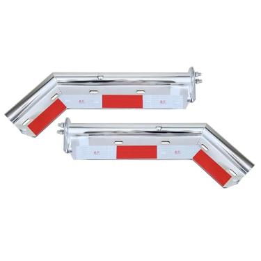 Imagem de Gancho de aba de lama com mola angular cromada, estilo tubo redondo, espaçamento de parafuso de 3,5 cm, comprimento de 68,5 cm, com mola aprimorada de 17,78 cm dentro.