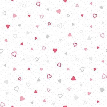 Imagem de Papel De Parede Adesivo Quarto Coraçoes Fofo Teen Rosa 3m